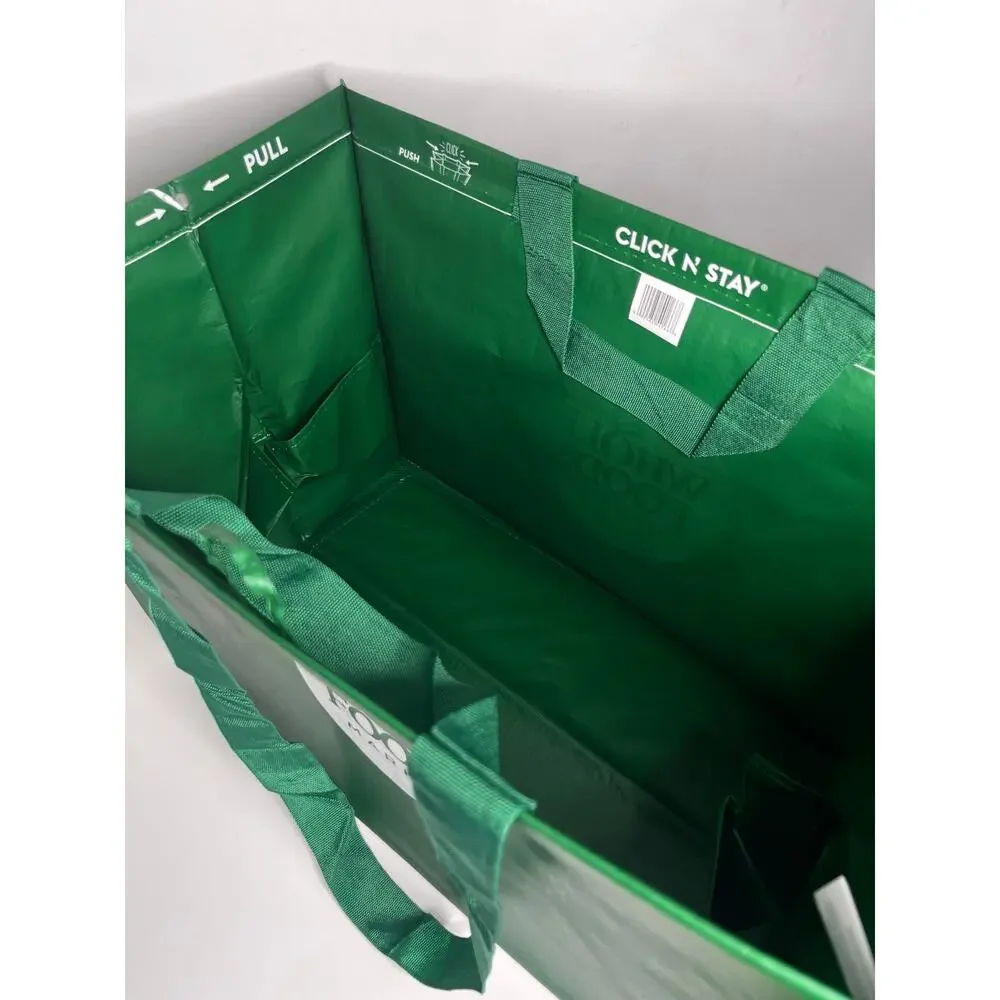 Whole Foods — Green Click N' Stay Collapsable Grocery Tote Bag Box — Large Size!